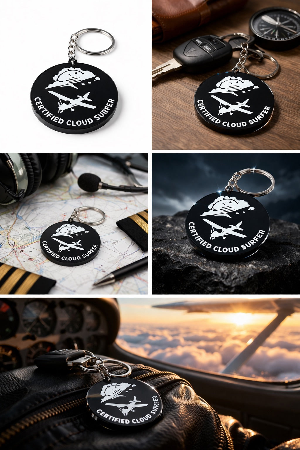 Certified Cloud Surfer Keychain – Pilot Gift, Aviation Keychain for Flying Enthusiasts