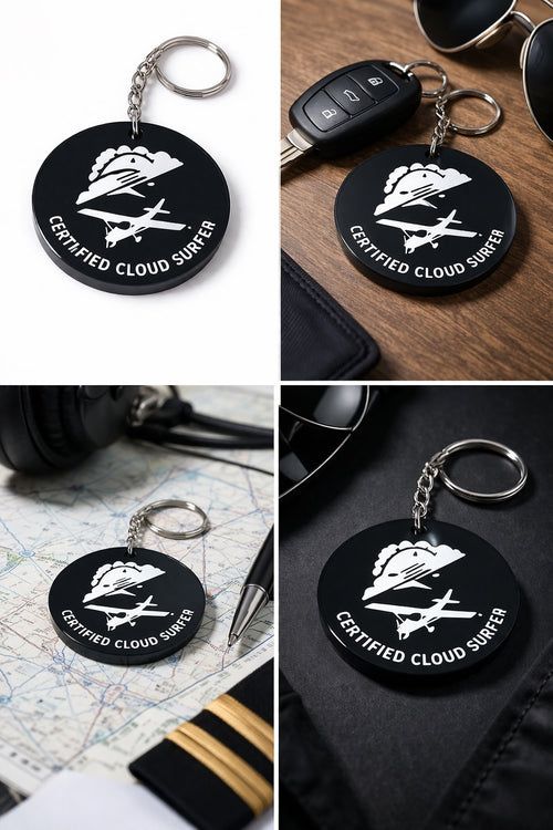 Certified Cloud Surfer Keychain – Pilot Gift, Aviation Keychain for Flying Enthusiasts