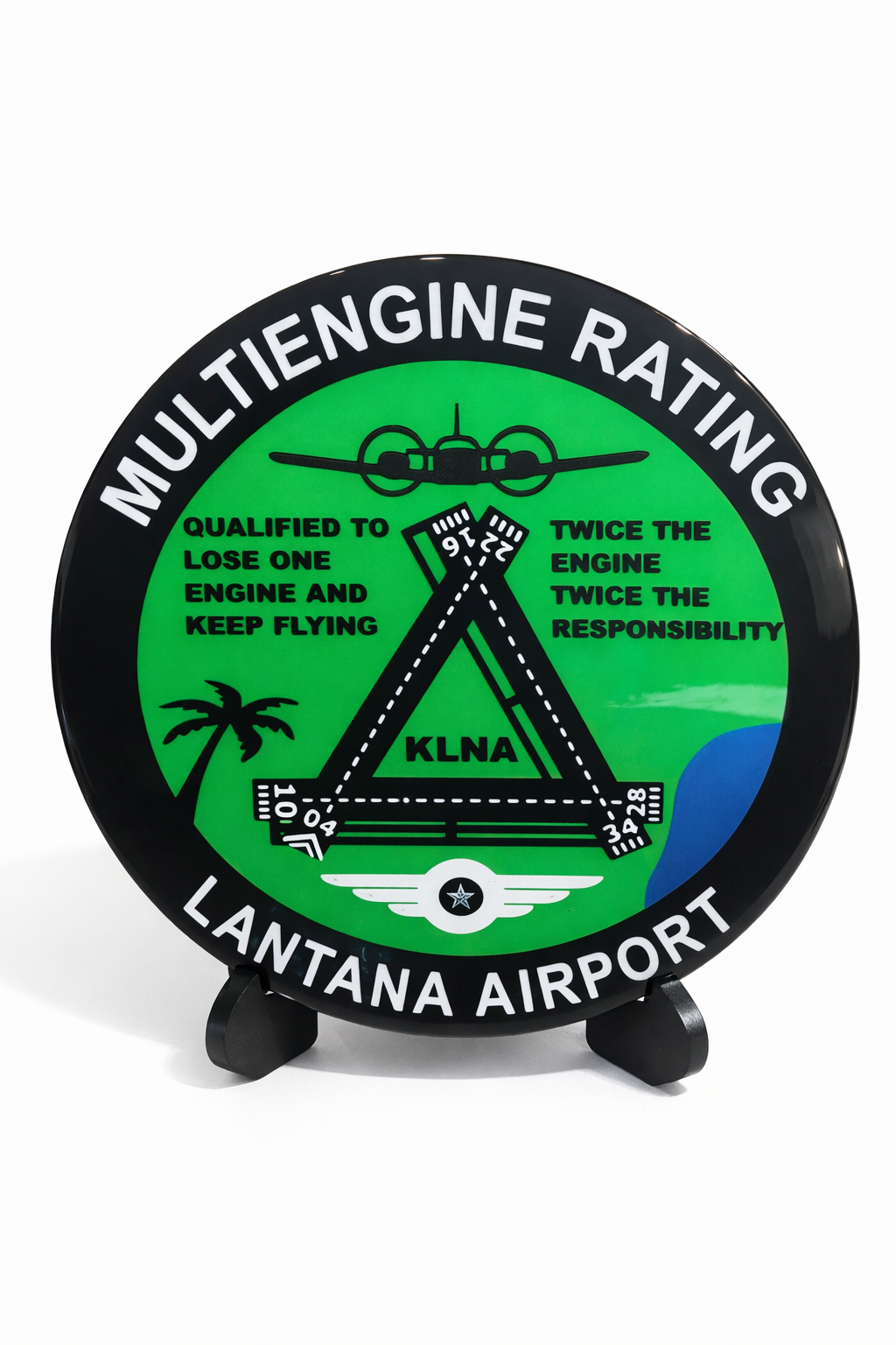 Multi-Engine Rating Aviation Plaque – Lantana Airport (KLNA) Pilot Achievement Gift